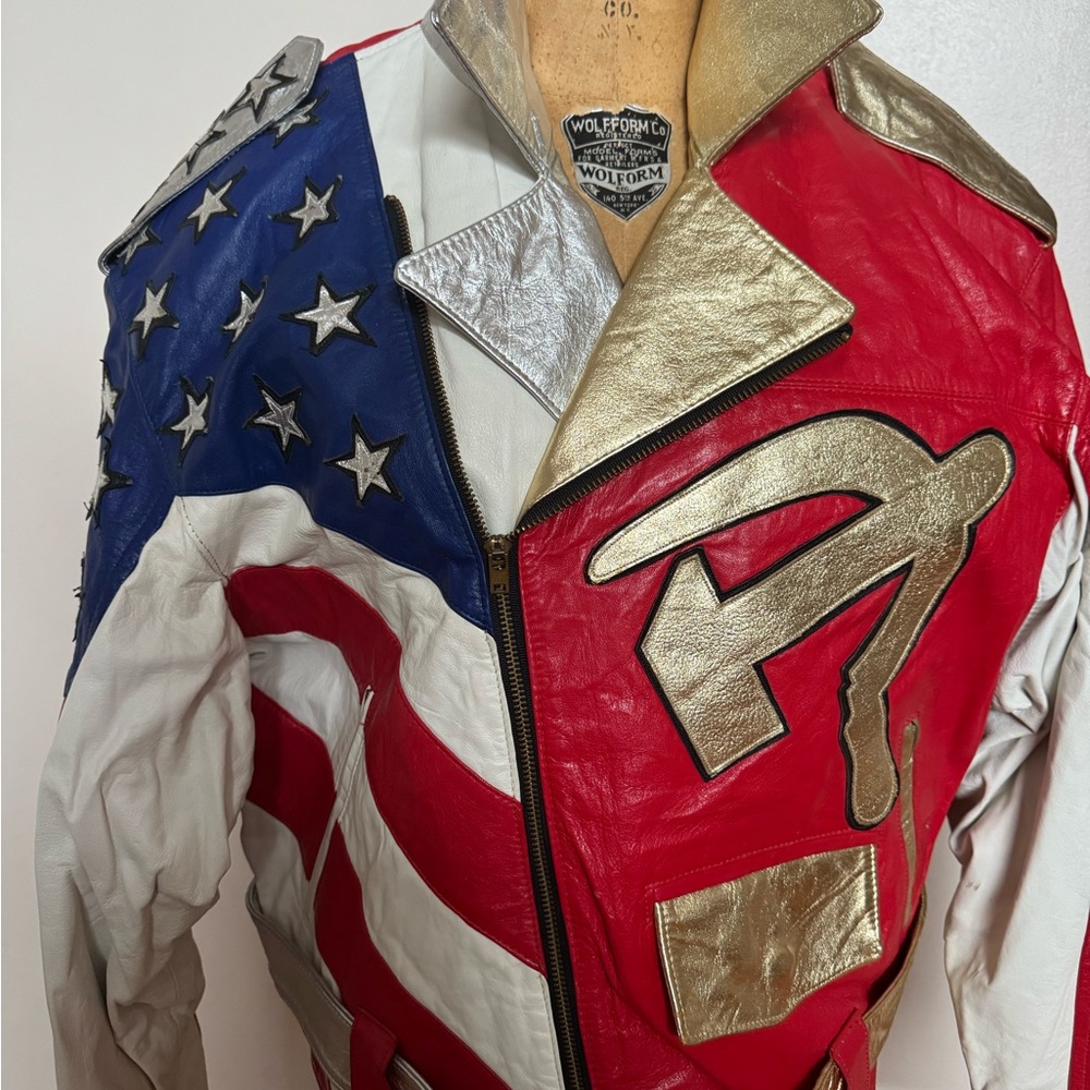 Vintage Rare 1 of 1 USA Soviet Peace Leather Motorcycle Jacket Unisex M Like New